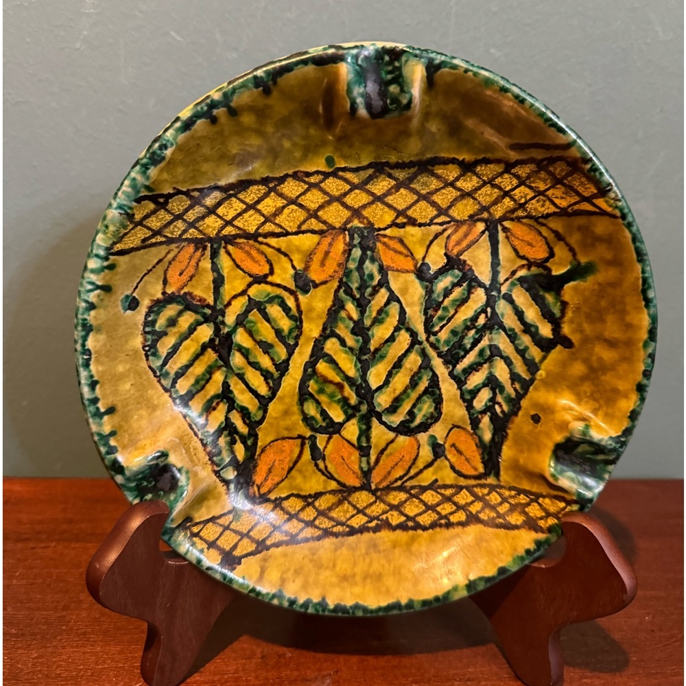 Ceramic Italian pottery Ashtray Trinket Dish, Mis Century Modern, 8”